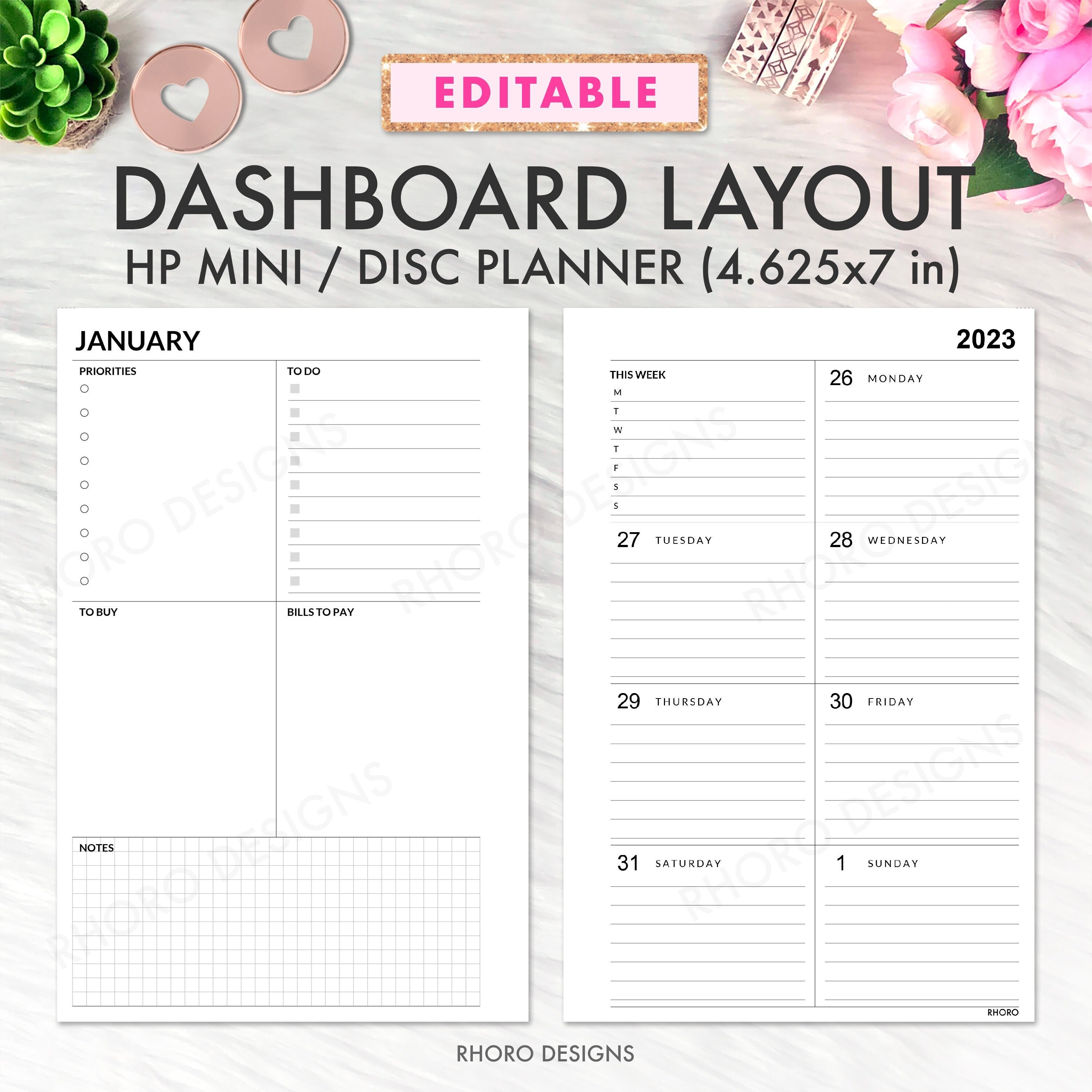 EDITABLE Happy Planner Mini Dashboard Layout Printable Insert - Etsy