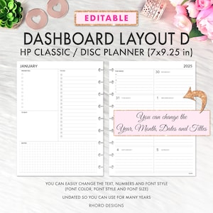 EDITABLE Dashboard Layout D CLASSIC Happy Planner Printable Insert, Dashboard Layout Weekly Undated Happy Planner Refill Printable Inserts