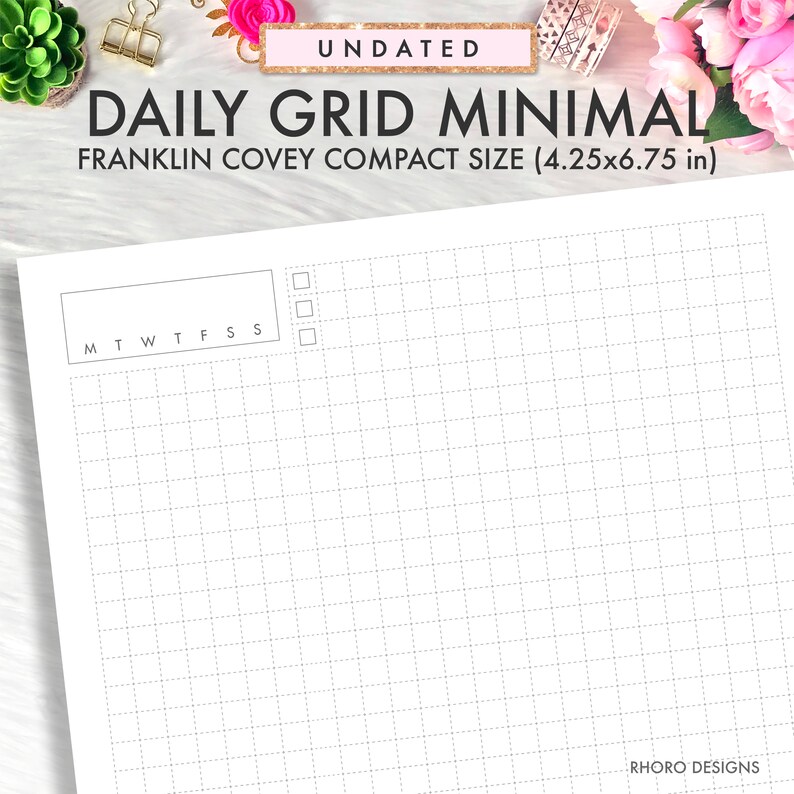 Franklin Covey Compact Inserts Printable Daily Grid | Etsy