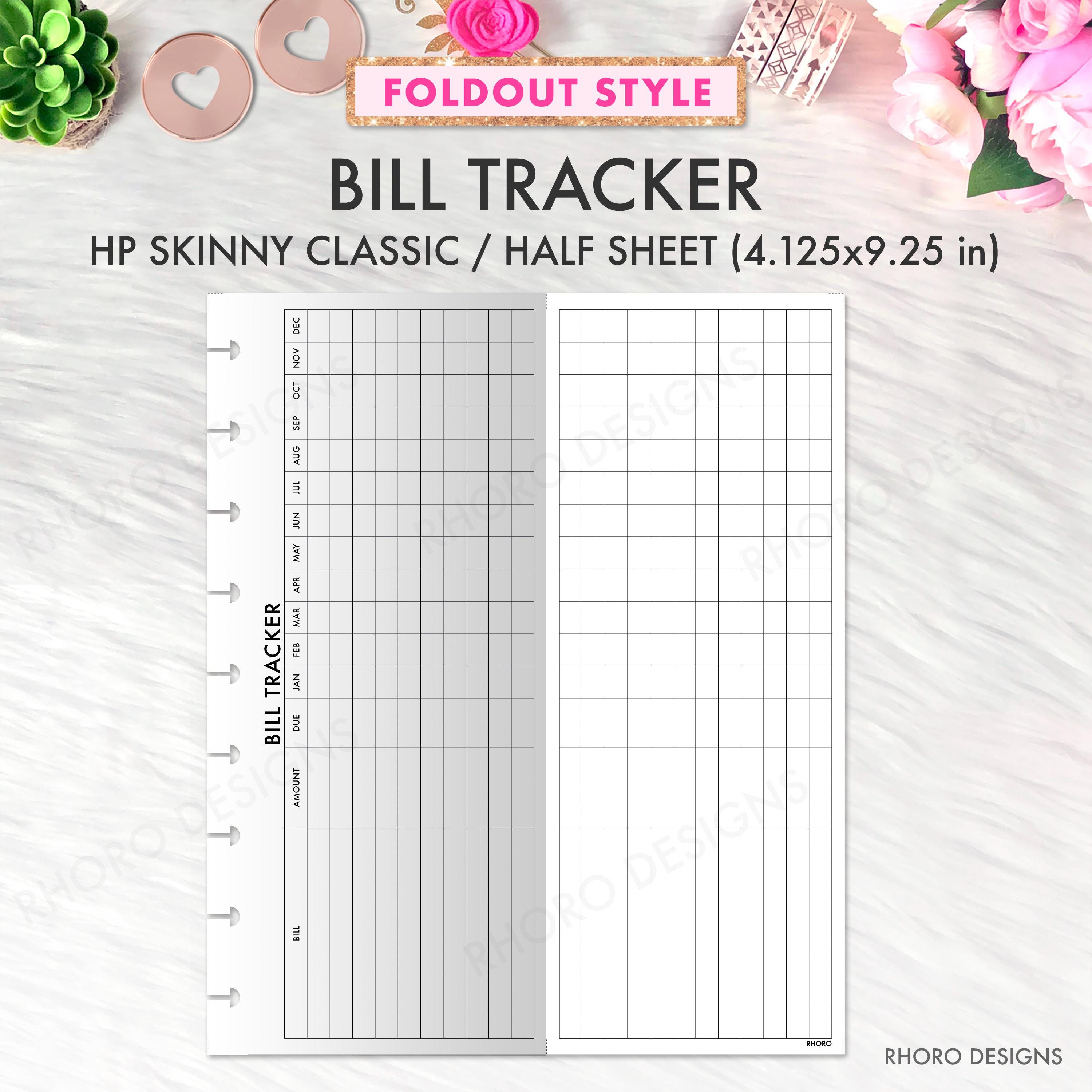 SKINNY CLASSIC Happy Planner Printable Inserts Bill Tracker Foldout ...