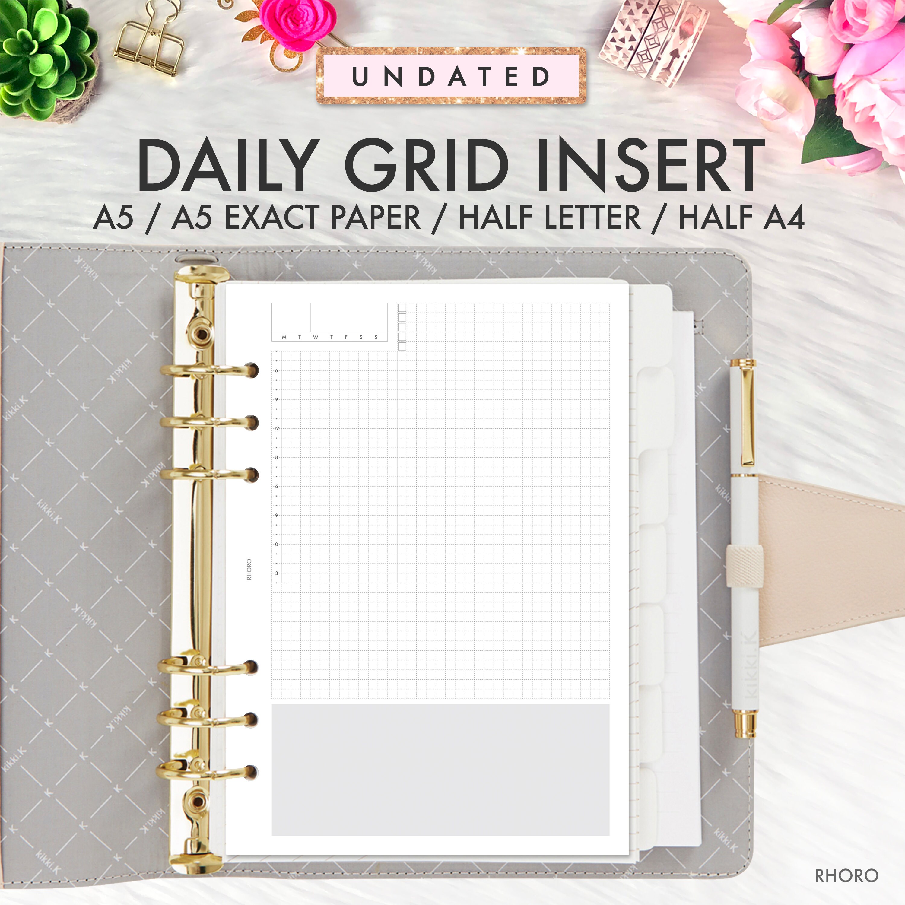 Dated Half Letter Planner Inserts