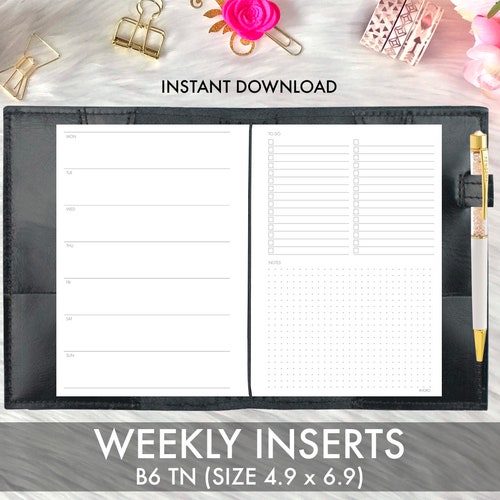 B6 Inserts Printable B6 TN Weekly B6 Travelers Notebook Etsy