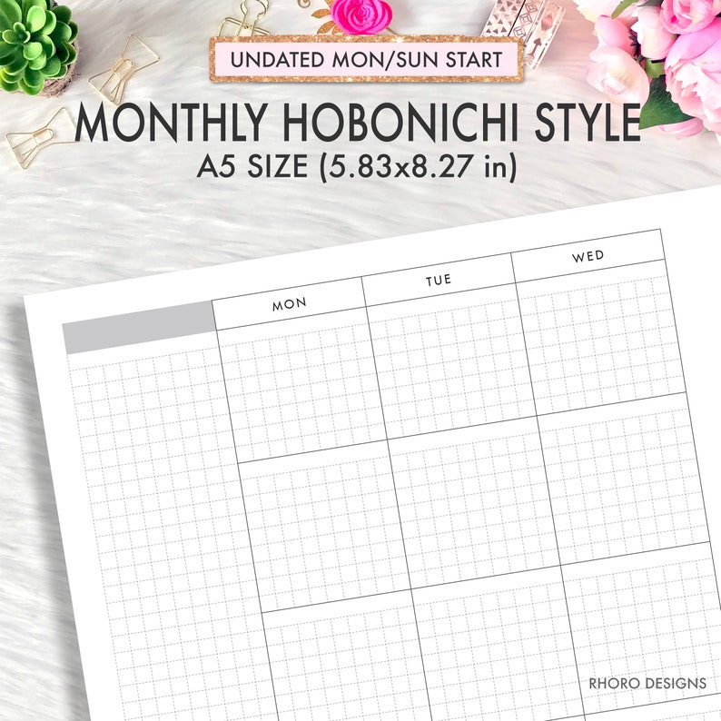 A5 Planner Inserts Printable Hobonichi Style Bundle Monthly - Etsy