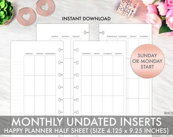 SKINNY CLASSIC Happy Planner Printable Inserts, Weekly Undated, Weekly ...