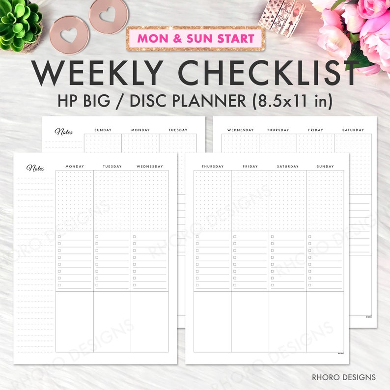 BIG HAPPY PLANNER Printable Insert, Weekly Checklist Layout, Happy ...