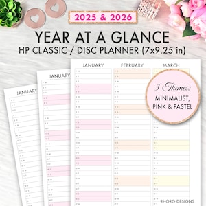 Happy Planner Printable, 2025 2026 Year At A Glance, Classic Happy Planner Inserts, Happy Planner Printable Inserts 2025 2026 Calendar Dated
