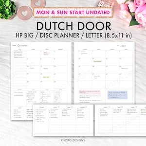 STORA Happy Planner-bilagor, Dutch Door Veckovis Månadsvis Dashboard Happy Planner-bilagor Utskrivbara, Happy Planner Utskrivbara bilagor Odaterade PDF
