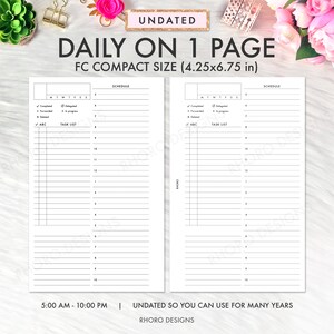 Franklin Covey Inserts, Daily on 1 Page Inserts, DO1P, Franklin Covey ...
