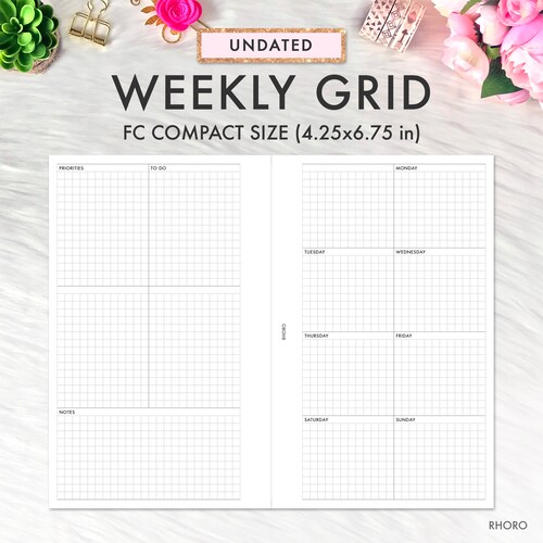 FRANKLIN COVEY Compact Inserts Printable Daily Grid Set A - Etsy