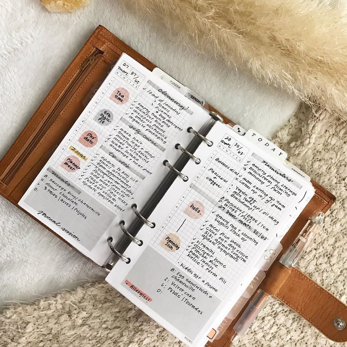 Personal Ring Printable Inserts Hobonichi Grid Daily Personal Etsy