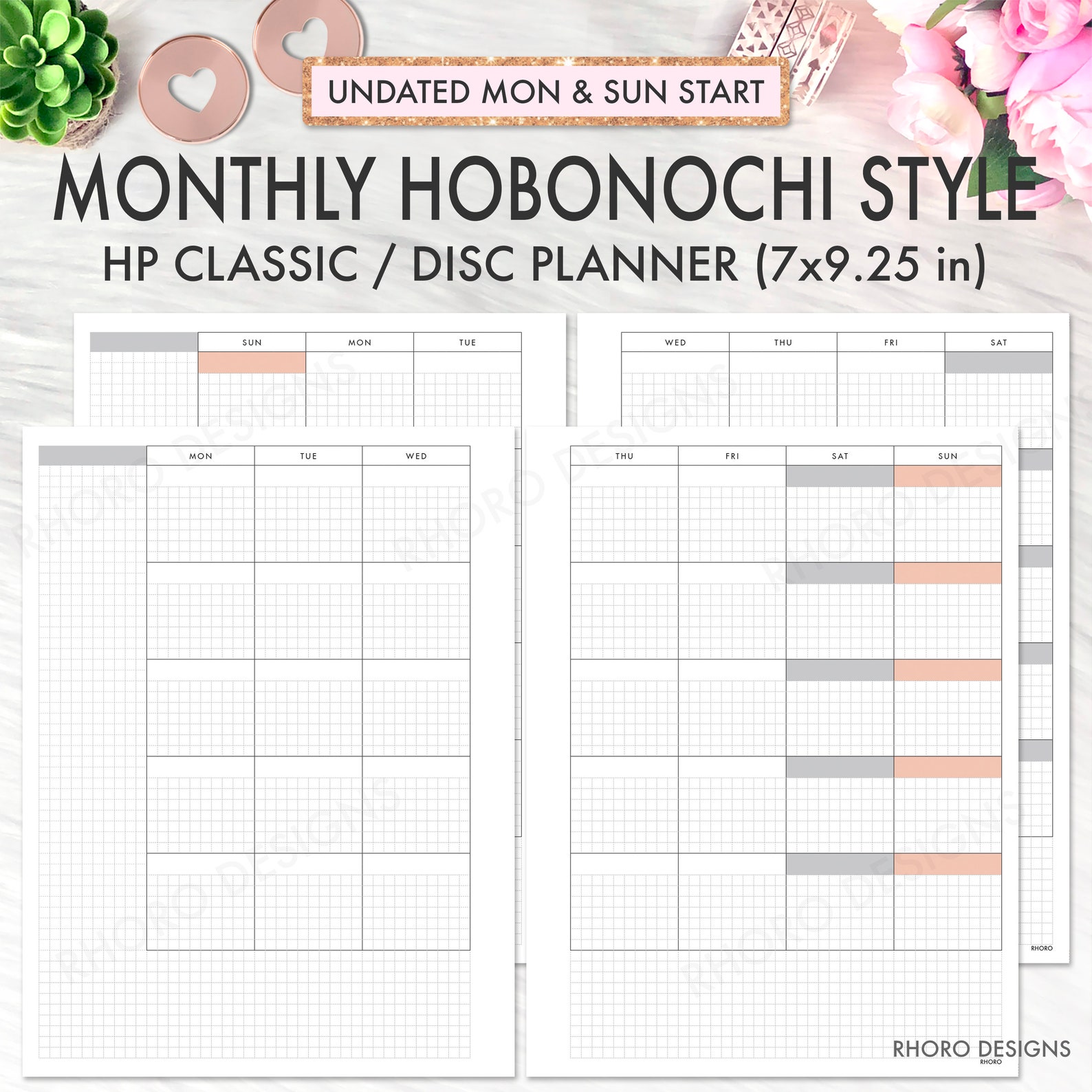 CLASSIC HAPPY PLANNER Printable Insert, Hobonichi Weeks Grid Style ...