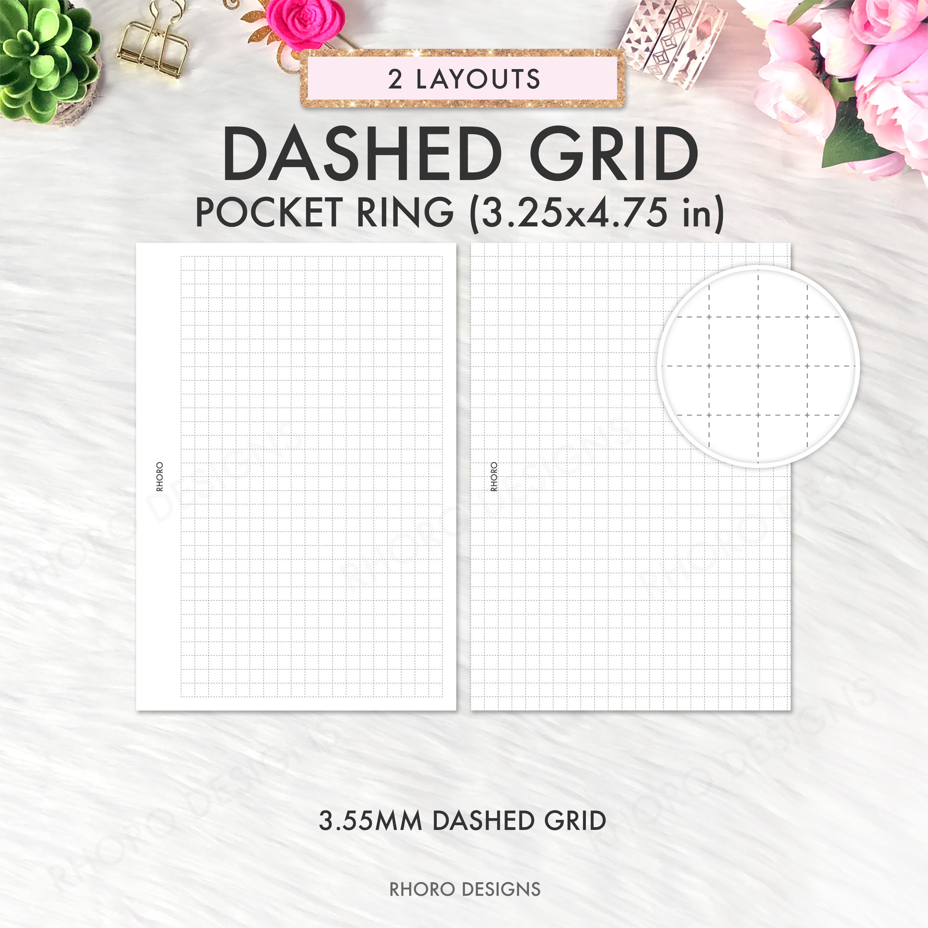 Pocket Printable Inserts Filofax Pocket Inserts Dashed Grid | Etsy
