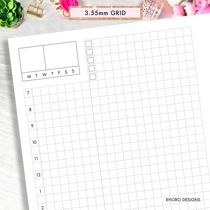 Pocket Plus Ring Size Printable Insert, Pocket Plus Daily Grid Insert ...