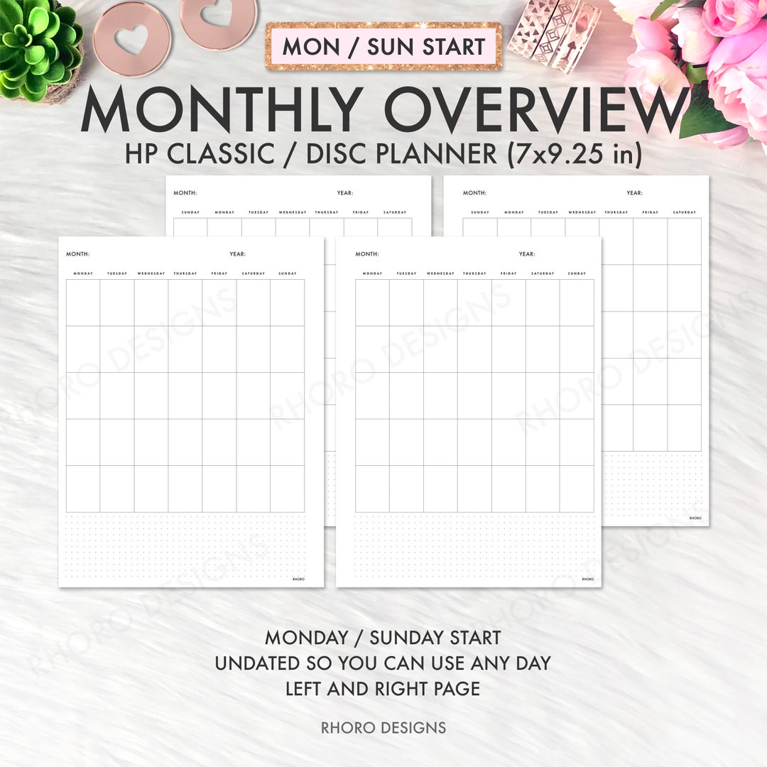 Happy Planner Classic Inserts, Happy Planner Monthly Overview, Happy ...