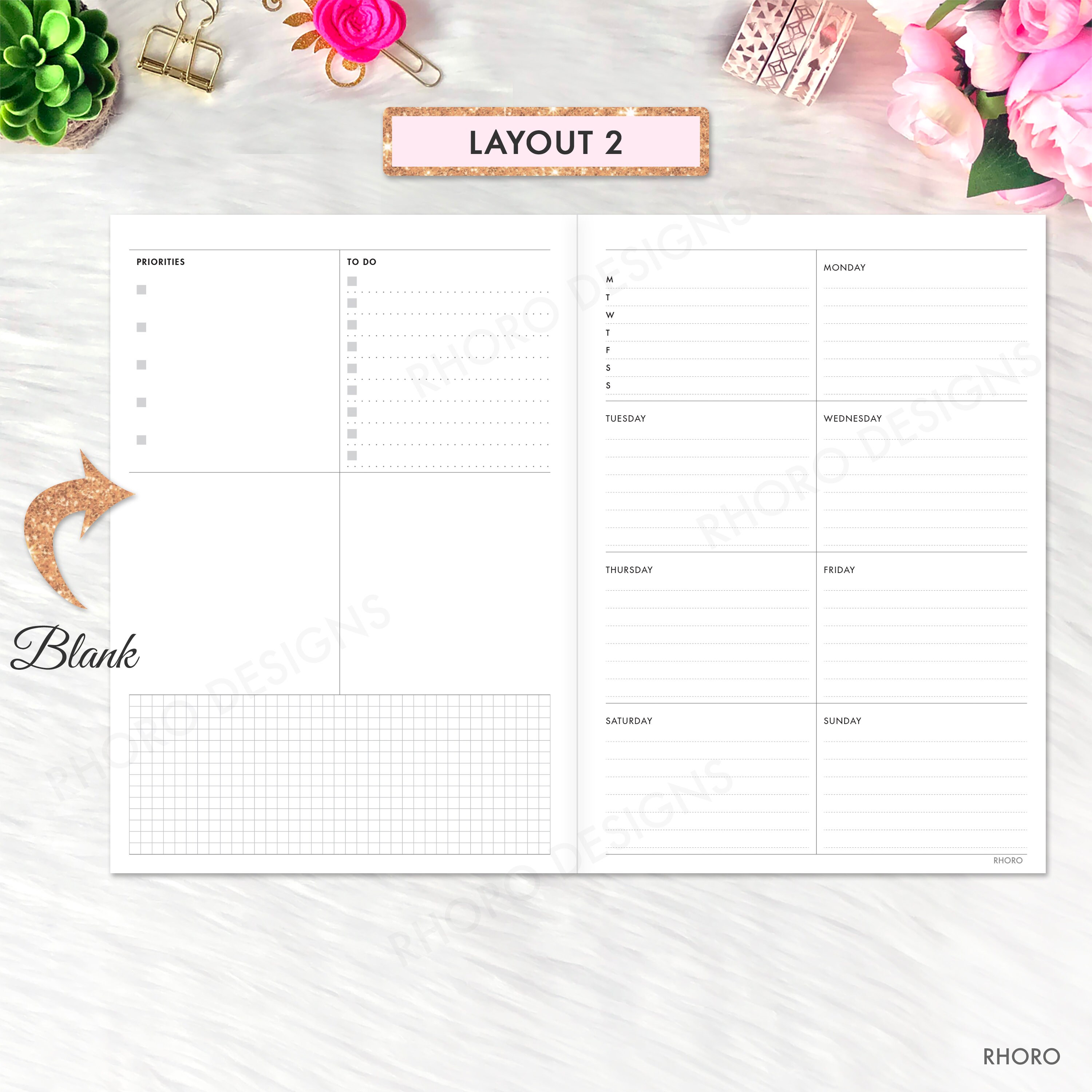 B6 Inserts B6 TN Printable B6 Weekly Inserts B6 Weekly - Etsy
