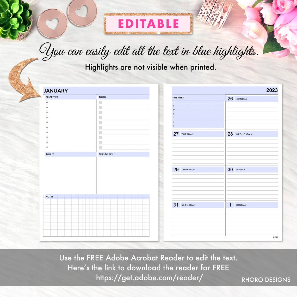 EDITABLE Dashboard Layout CLASSIC Happy Planner Printable - Etsy