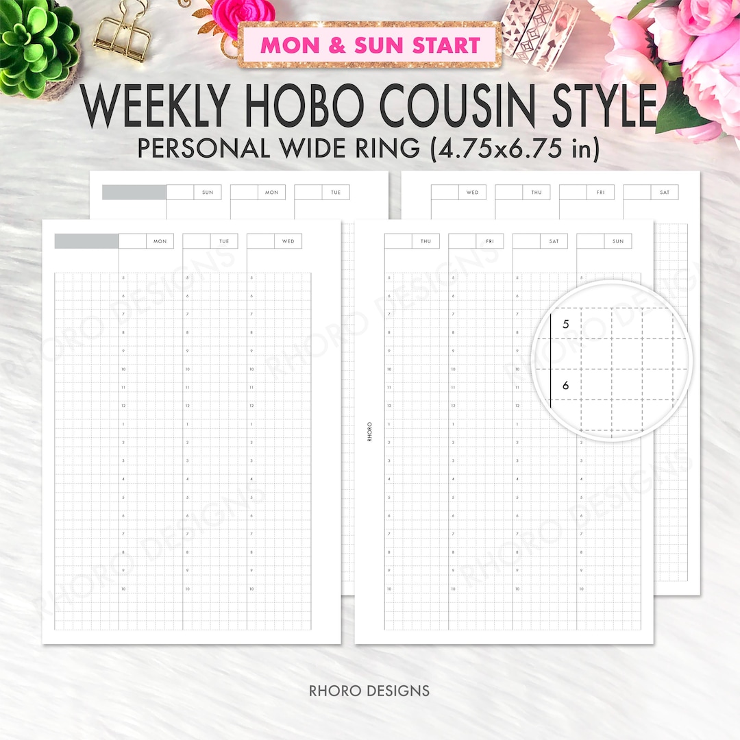 Personal Wide Inserts, Personal Wide Planner Printable Inserts, Weekly ...