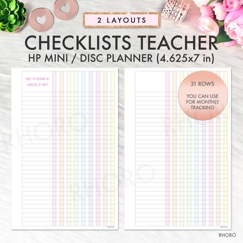 Checkliste Klassenzimmer Printable Insert Happy Planner Mini, Lehrer Checkliste Insert MINI Happy Planner CHECKLIST Printable Insert Pastel Theme
