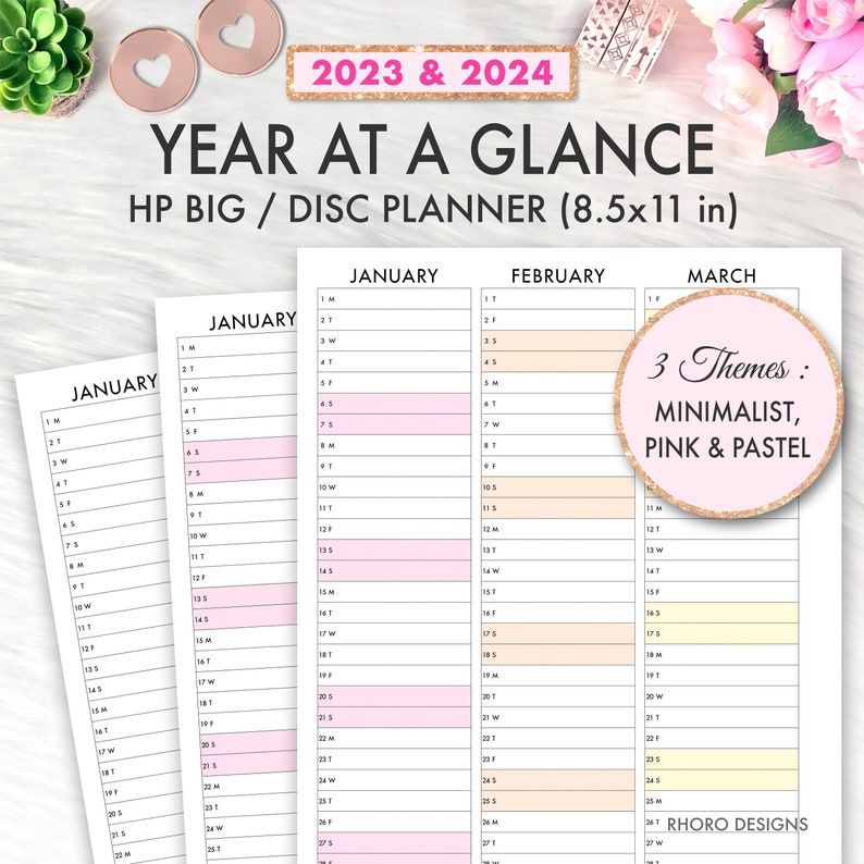 BIG HAPPY PLANNER Printable Insert 2023 2024 Year at A Etsy