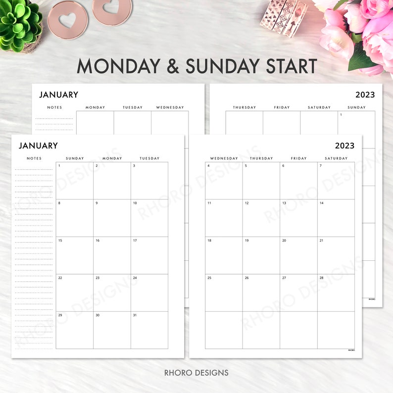 BIG HAPPY PLANNER 2023 2024 Printable Insert Monthly Calendar Etsy
