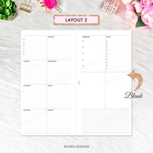 Standard Travelers Notebook Insert, Standard TN Weekly Insert, Weekly ...