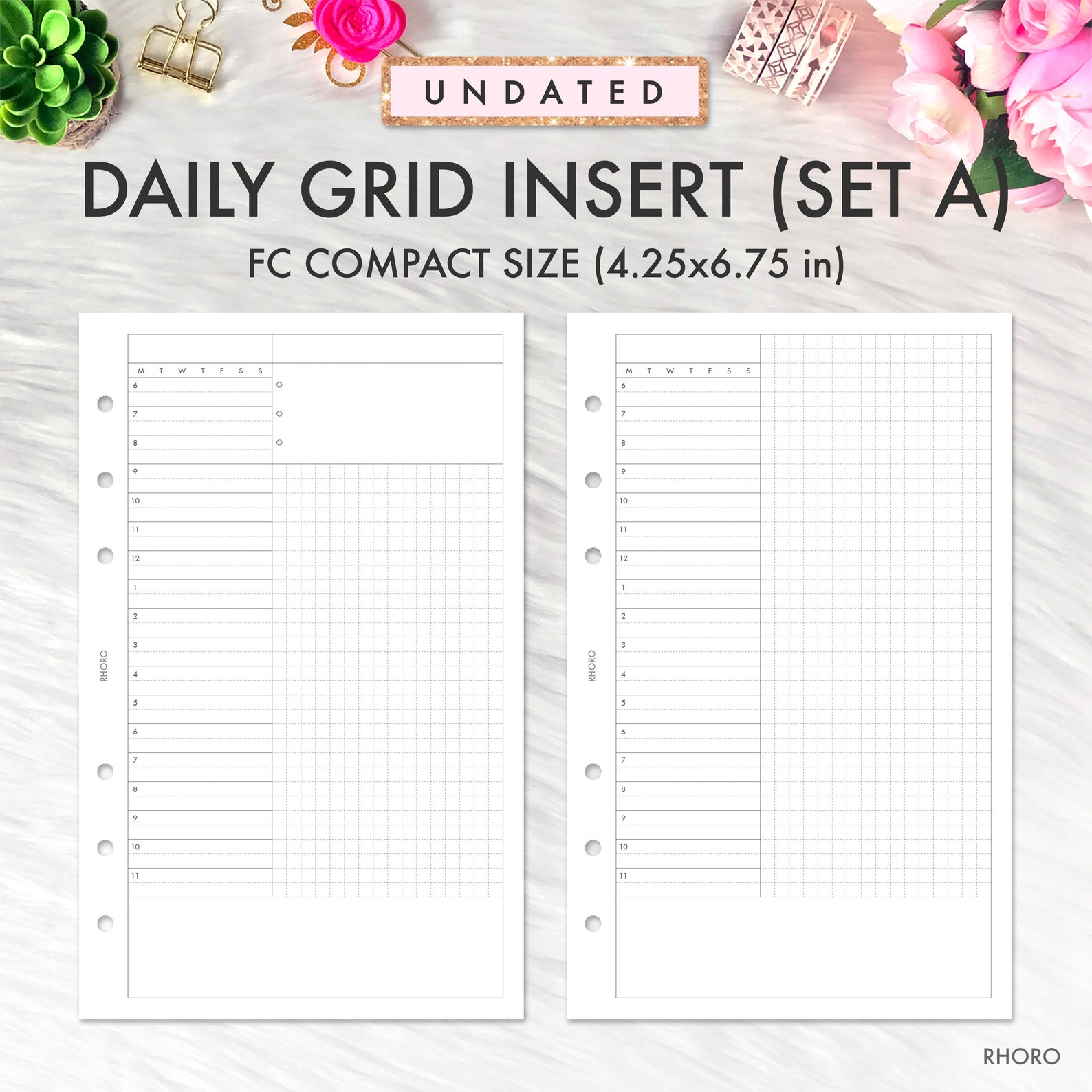 FRANKLIN COVEY Compact Inserts Printable Daily Grid Set A Etsy