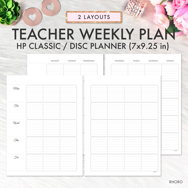 Happy Planner Classic Teacher Weekly Plan Printable Inserts, Teacher Weekly Undated, Teacher Happy Planner, Happy Planner Printable Inserts image 1