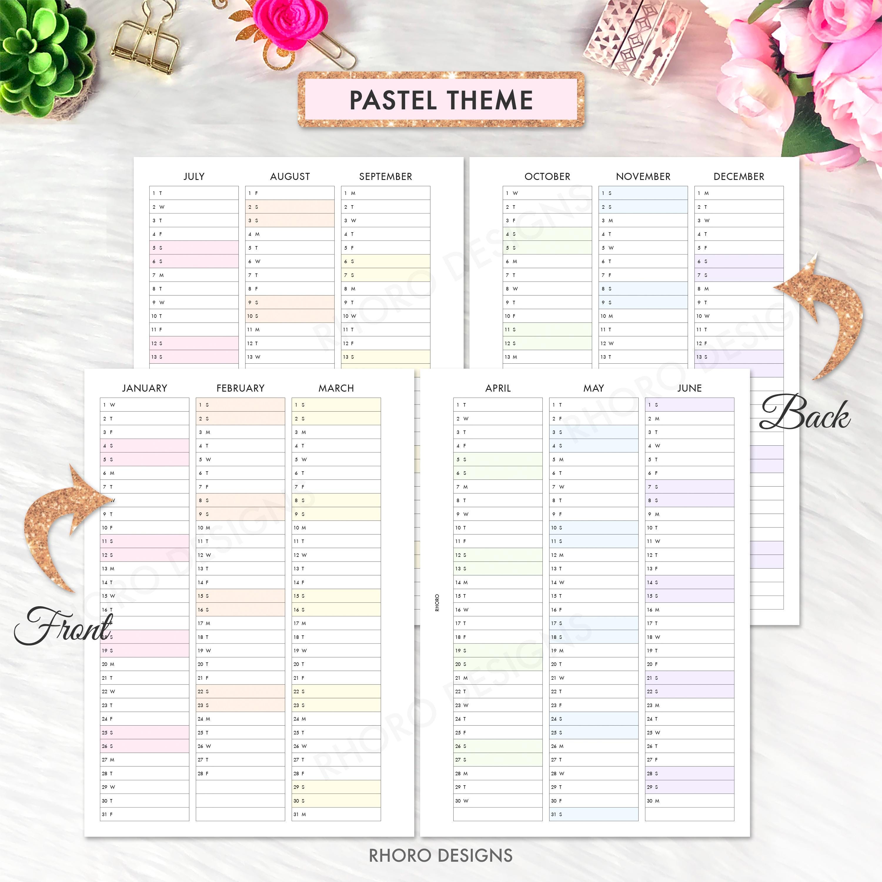 A5 Year at A Glance, A5 Planner Inserts Printable, A5 Yearly Overview ...