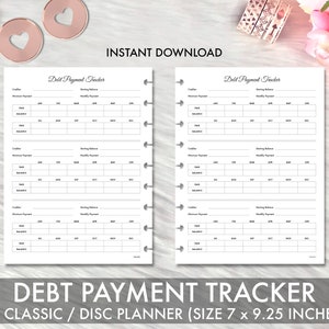 Happy Planner Classic DEBT PAYMENT TRACKER Printable Insert, Debt Payment Tracker Happy Planner Classic Refill Printable Inserts Planner