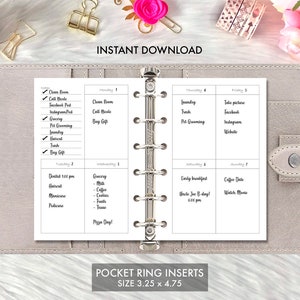 Weekly Vertical Box Pocket Rings Insert Printable, Pocket Planner ...