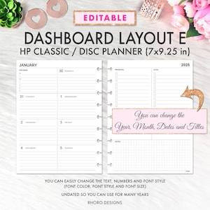 EDITABLE Happy Planner Dashboard Layout, CLASSIC Happy Planner Printable Insert, Happy Planner Printable, Happy Planner Classic Dashboard