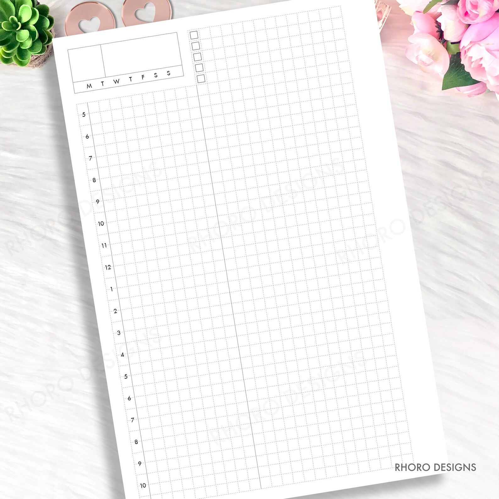 MINI HAPPY PLANNER Inserts Printable, Daily Grid Hourly Time, Hobonichi ...