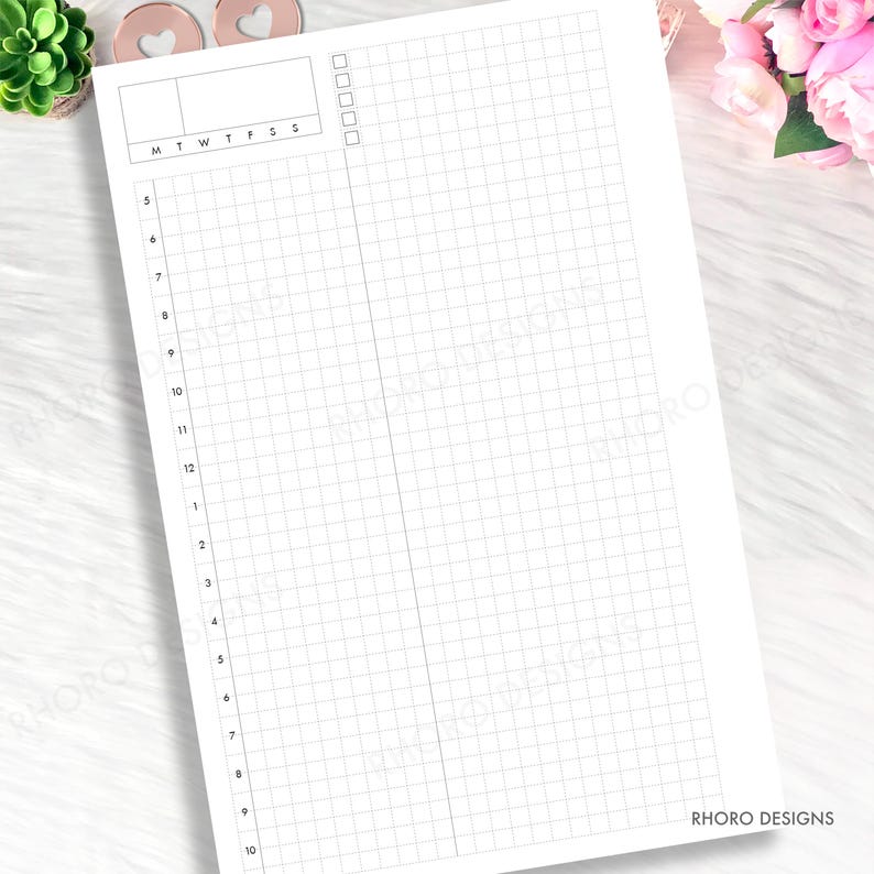 MINI HAPPY PLANNER Inserts Printable, Daily Grid Hourly Time, Hobonichi ...