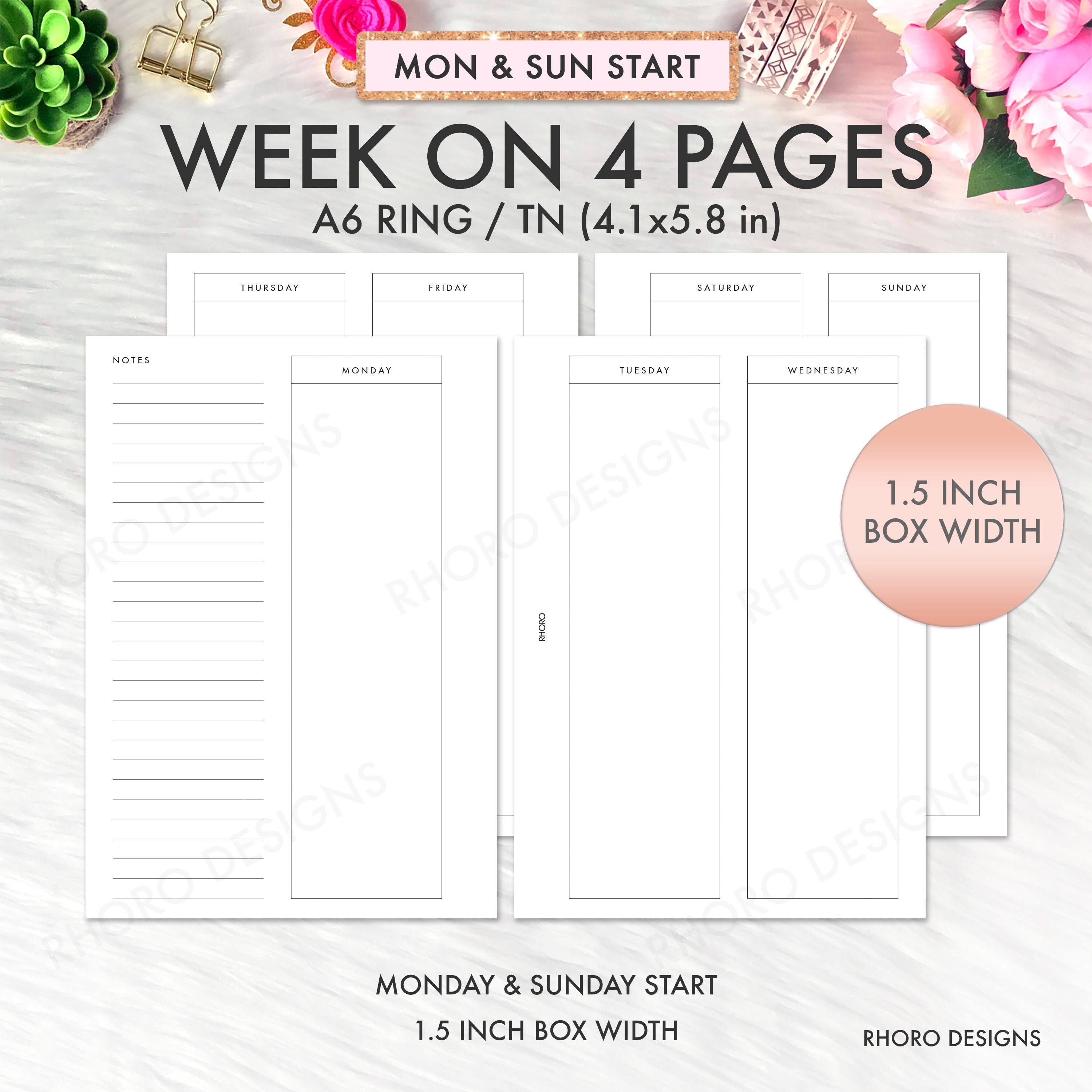 A6 Planner Inserts, A6 Inserts, A6 Weekly Insert Printable, Weekly  Printable Inserts, A6 Weekly Dashboard Layout, A6 Printable, Foxy Fix A6 -  Rhoro Designs Planner Insert Printables