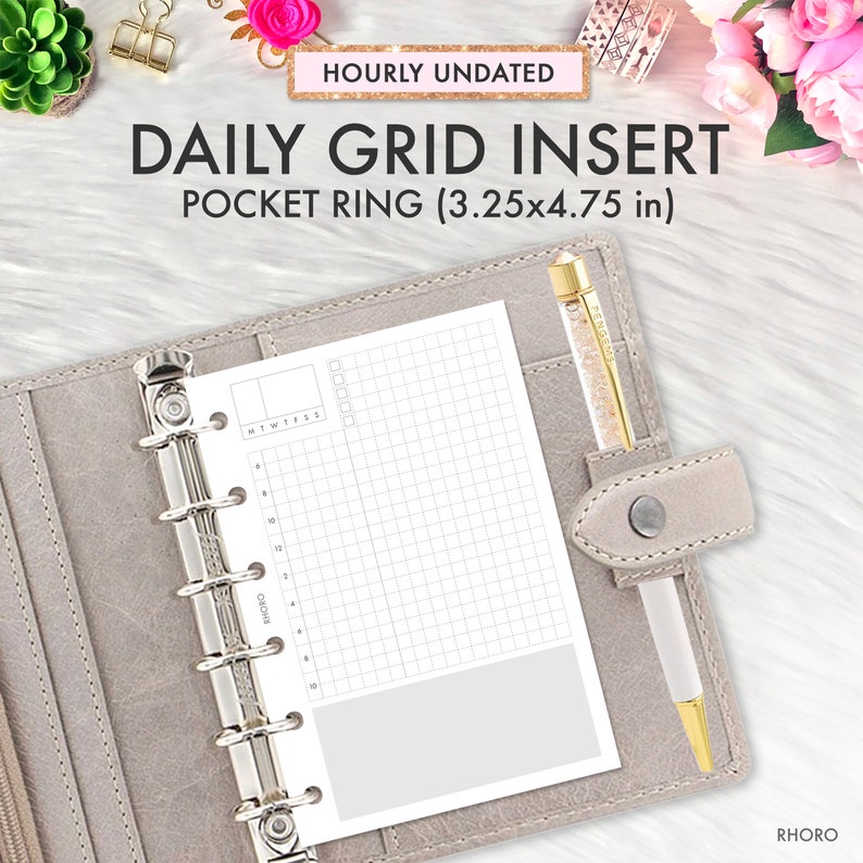 Pocket Planner Inserts Printable Daily Grid Pocket Ring Etsy UK