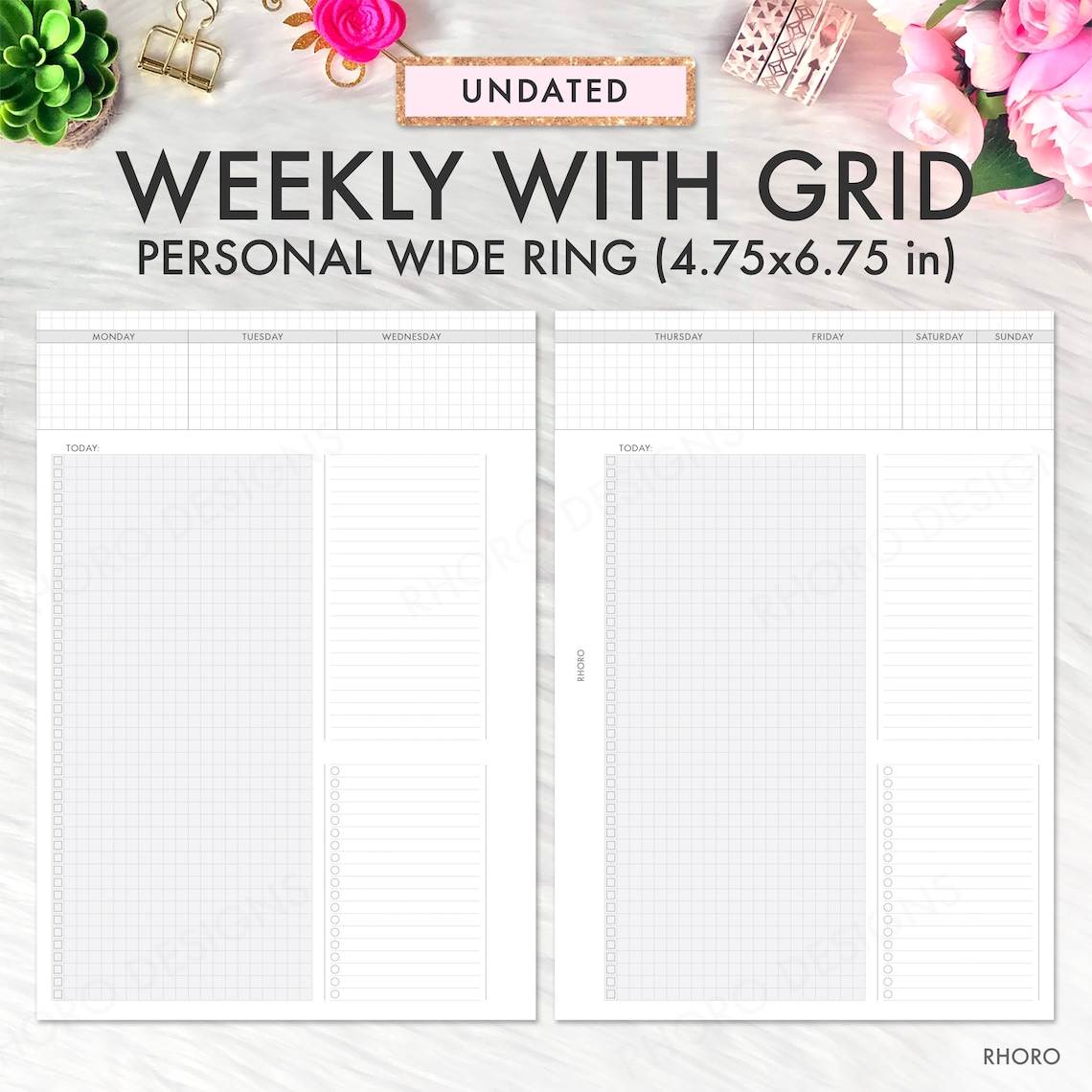 Personal Wide Weekly Insert Personal Wide Inserts Personal | Etsy
