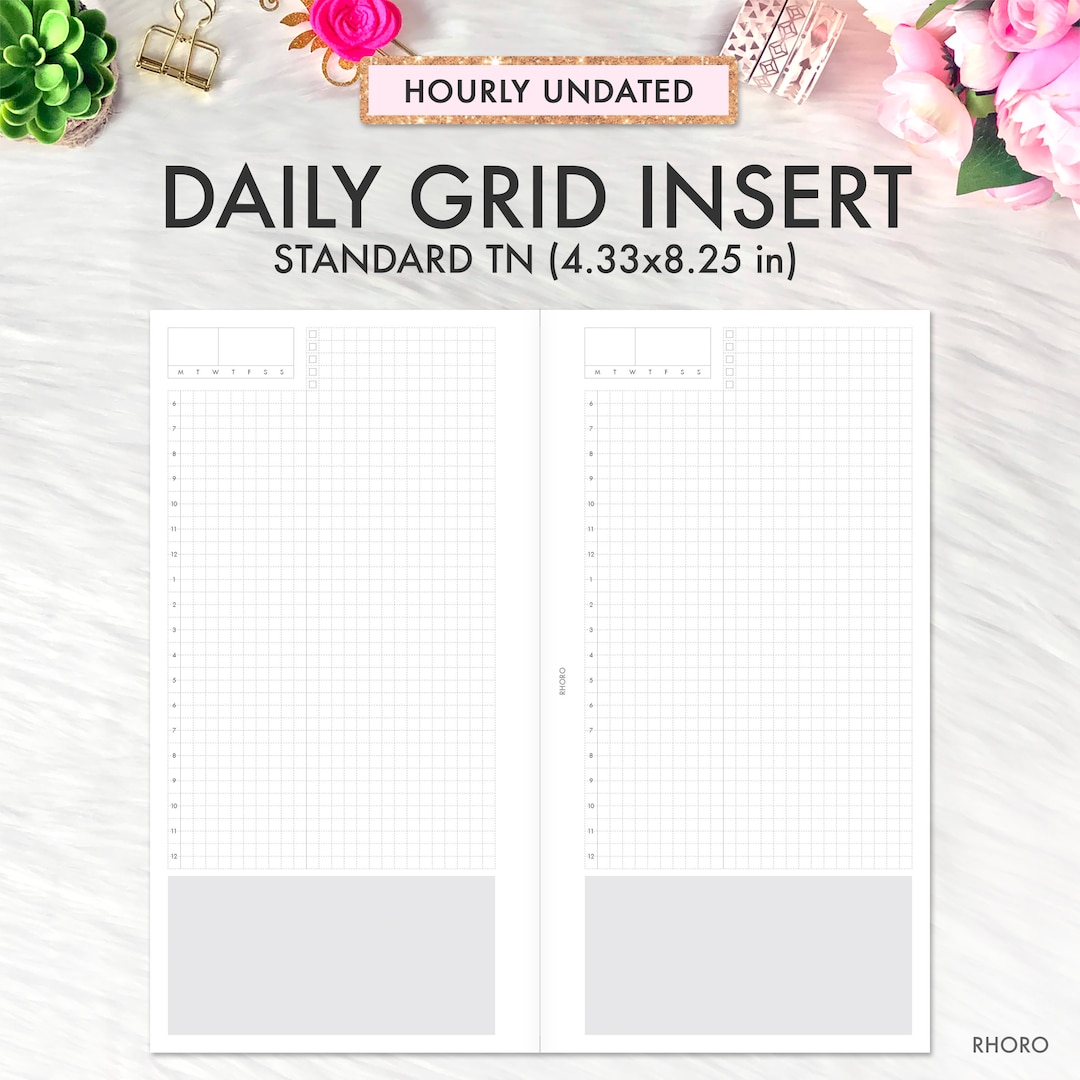 Printable TN Insert, Daily Grid Standard Traveler's Notebook Printable ...