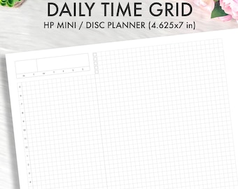 MINI HAPPY PLANNER Inserts Printable, Daily Grid Hourly Time, Hobonichi Dashed Grid Daily Inserts, Daily Undated, Daily Grid Pdf Download