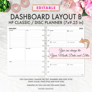 Layout de painel do Happy Planner EDITÁVEL, encarte imprimível do Happy Planner CLÁSSICO, Happy Planner imprimível, painel clássico do Happy Planner