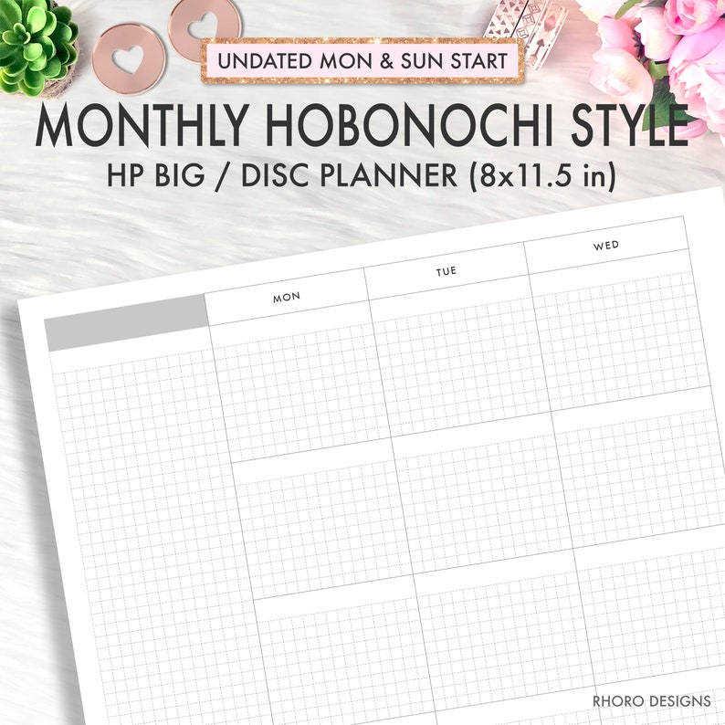 BIG HAPPY PLANNER Printable Insert Monthly Hobonichi Style - Etsy