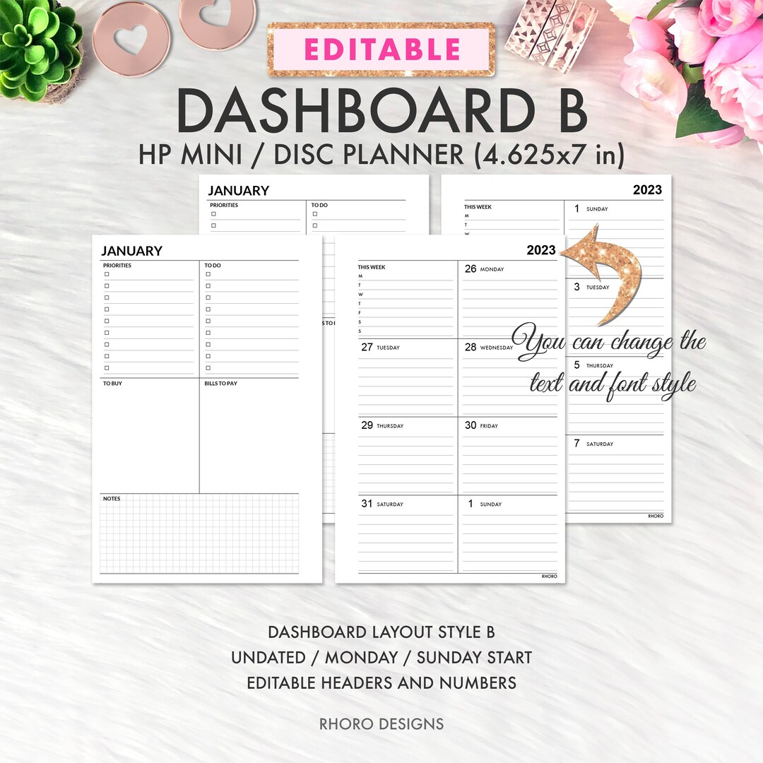 EDITABLE Happy Planner Mini Printable, Happy Planner Mini Dashboard ...