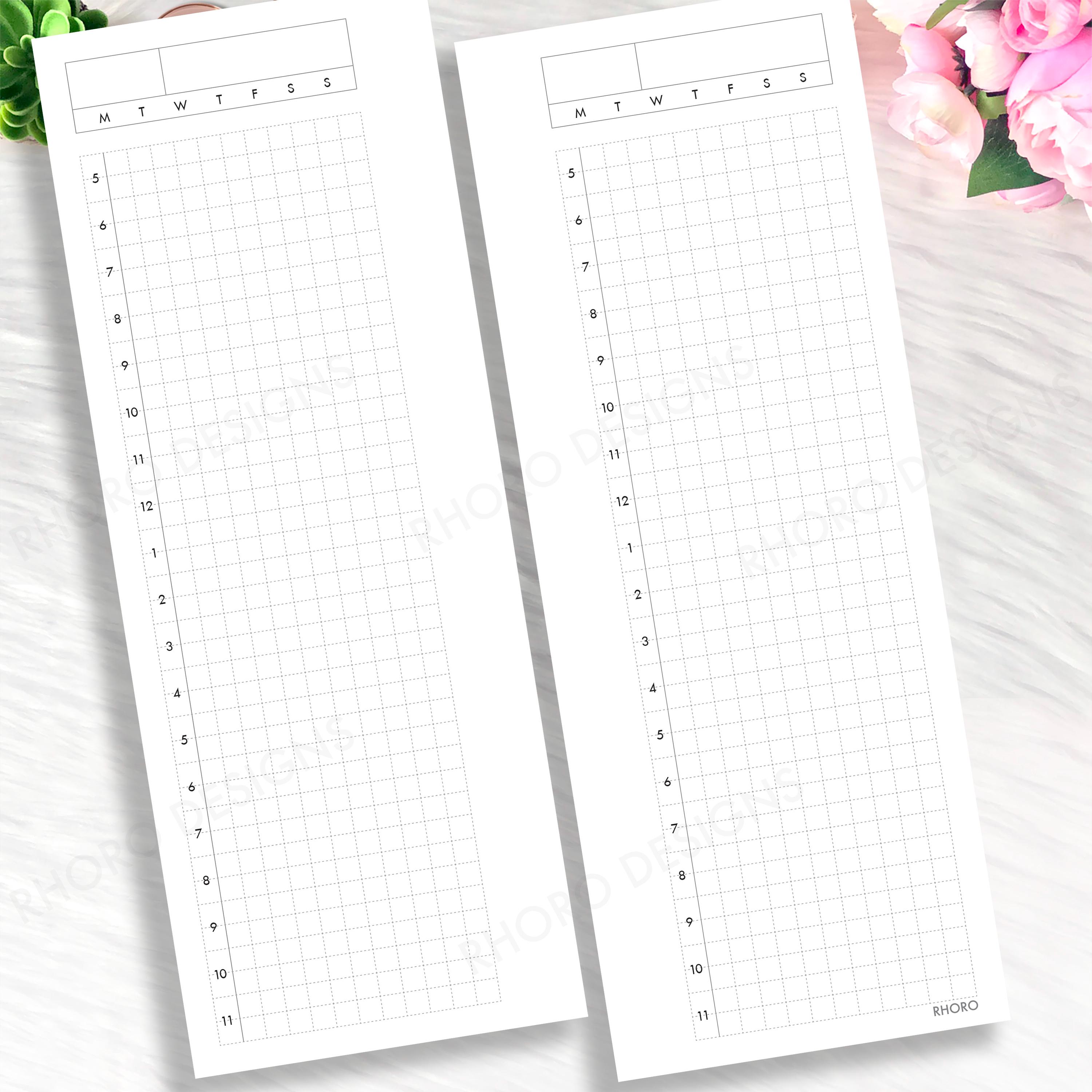 SKINNY MINI Happy Planner Printable Inserts, Daily Hourly Time Grid ...