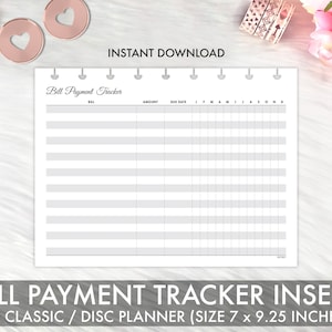 Happy Planner Classic BILL PAYMENT TRACKER Printable Insert, Bill Payment Log Happy Planner Classic Refill Printable Inserts Planner 2025