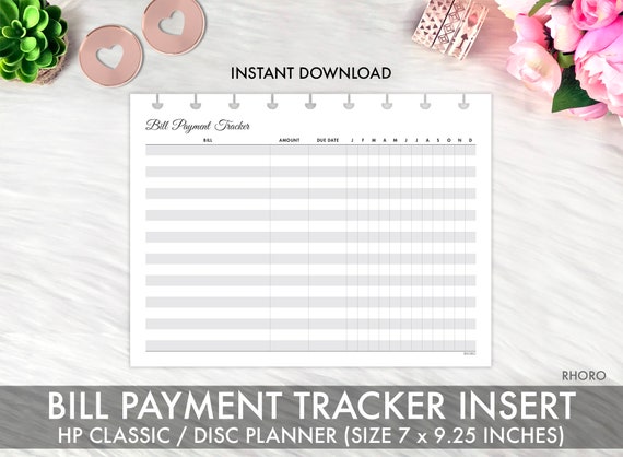 Happy Planner Classic BILL PAYMENT TRACKER Printable Insert | Etsy