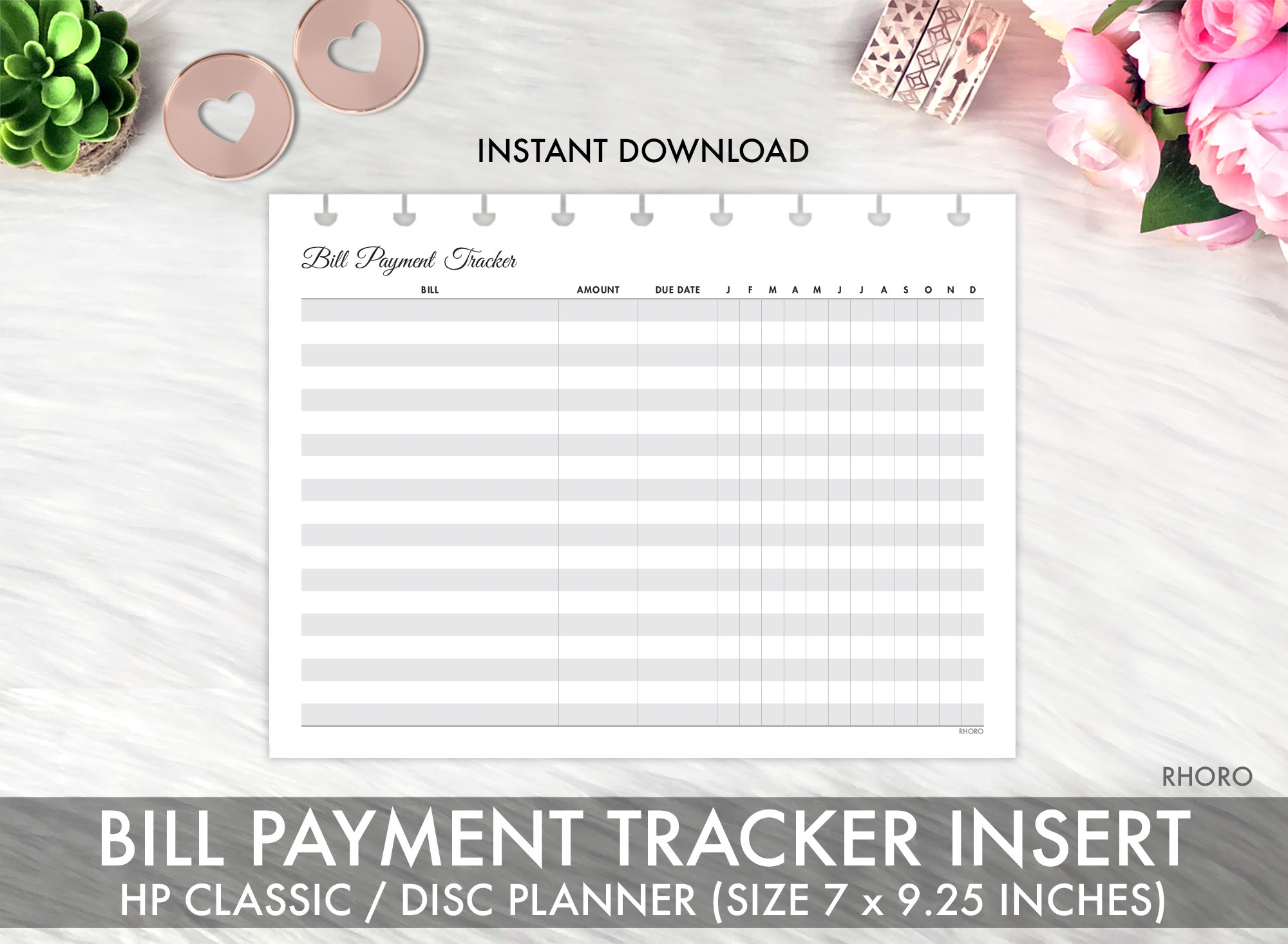 Happy Planner Classic BILL PAYMENT TRACKER Printable Insert, Bill ...