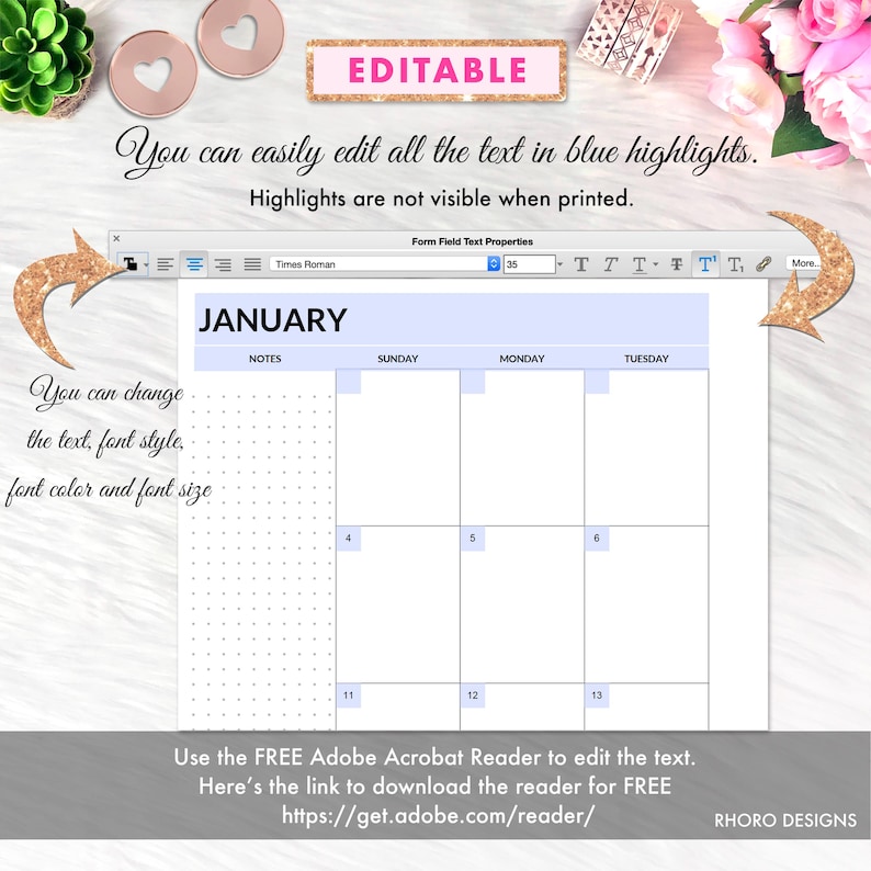 EDITABLE Mini Happy Planner Inserts, Happy Planner Printable Inserts, Monthly Undated Inserts, Happy Planner Editable Inserts Printable image 2