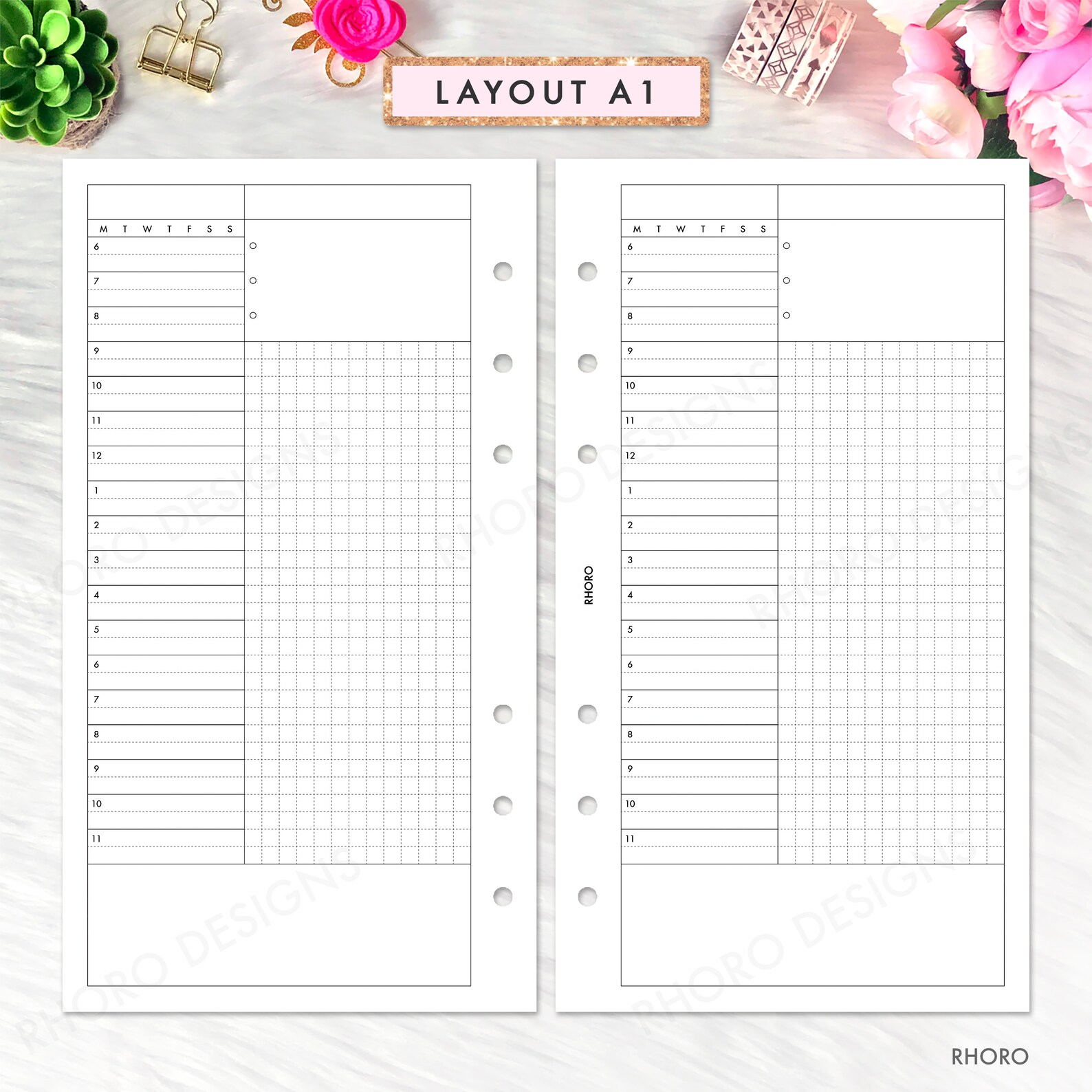 Personal Ring Printable Insert Daily Grid Set A Personal Etsy