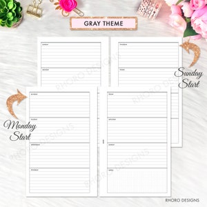 Half Letter Planner Inserts Printable, Weekly Horizontal Inserts, Half ...