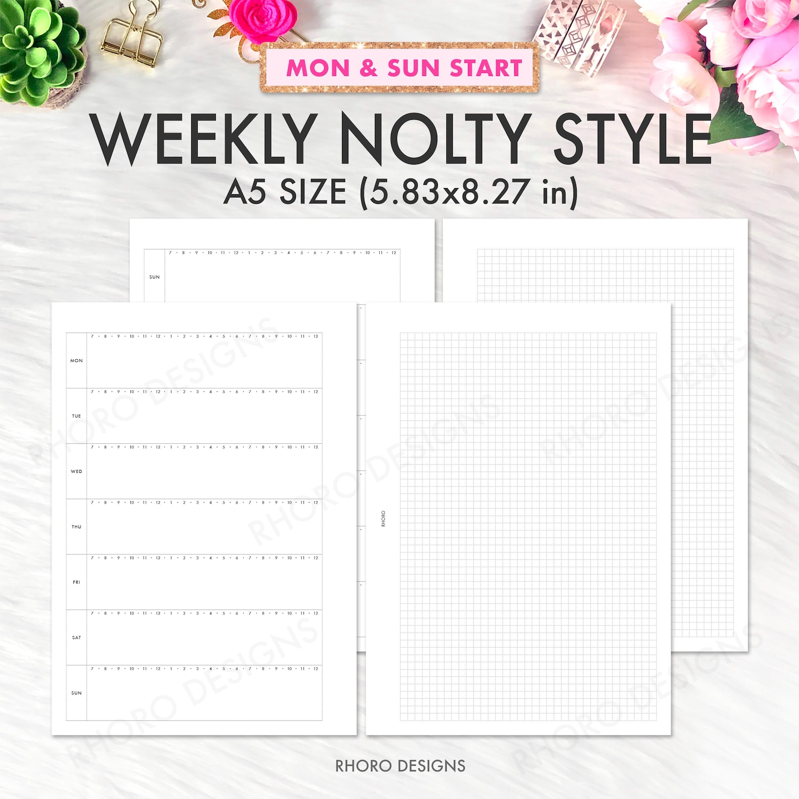 Time Insert Paper A5 Weekly Planner Inserts Printable, A5 Weekly Insert Printable, A5 ...