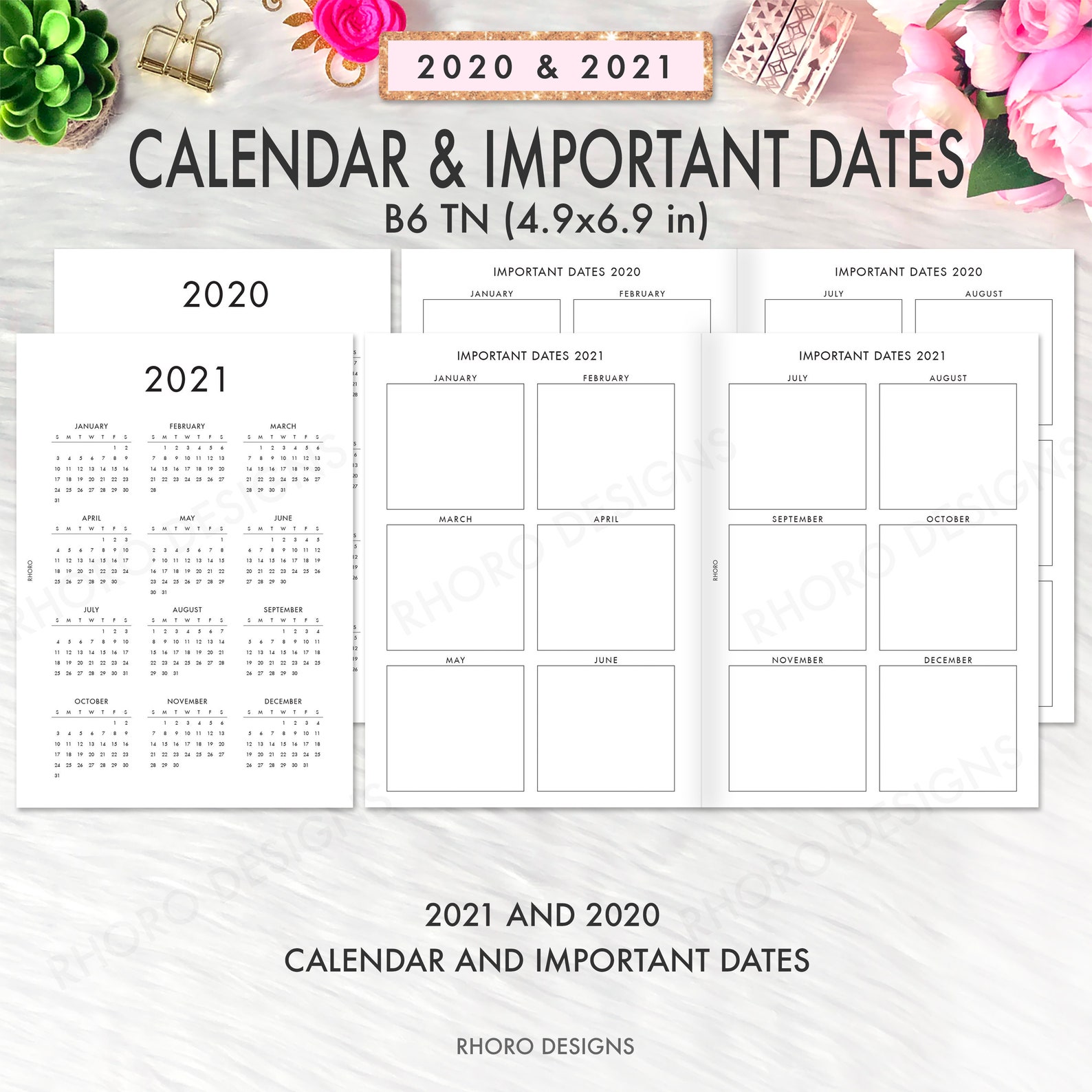 B6 TN Inserts B6 Calendar Inserts B6 Inserts B6 TN Inserts | Etsy